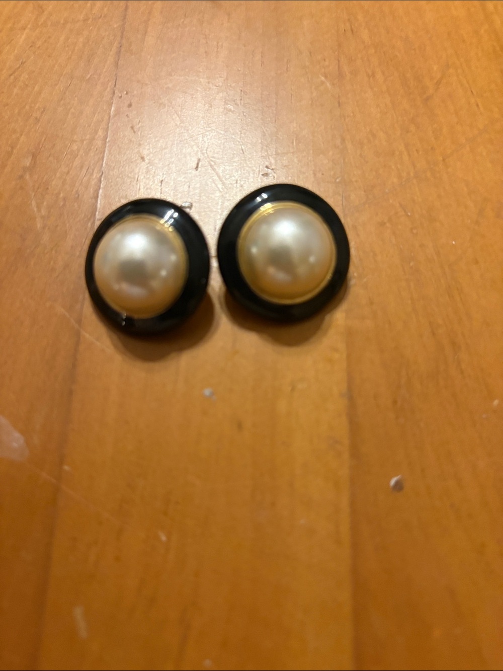 Classic Black and Pearl Button Earrings - Women Accessories